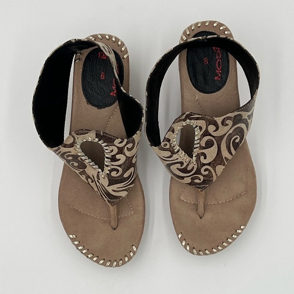 Modzori Lucia Reversible Wedge Sandals Black Tan Metallic Travel Size 9 Boho - Picture 12 of 16